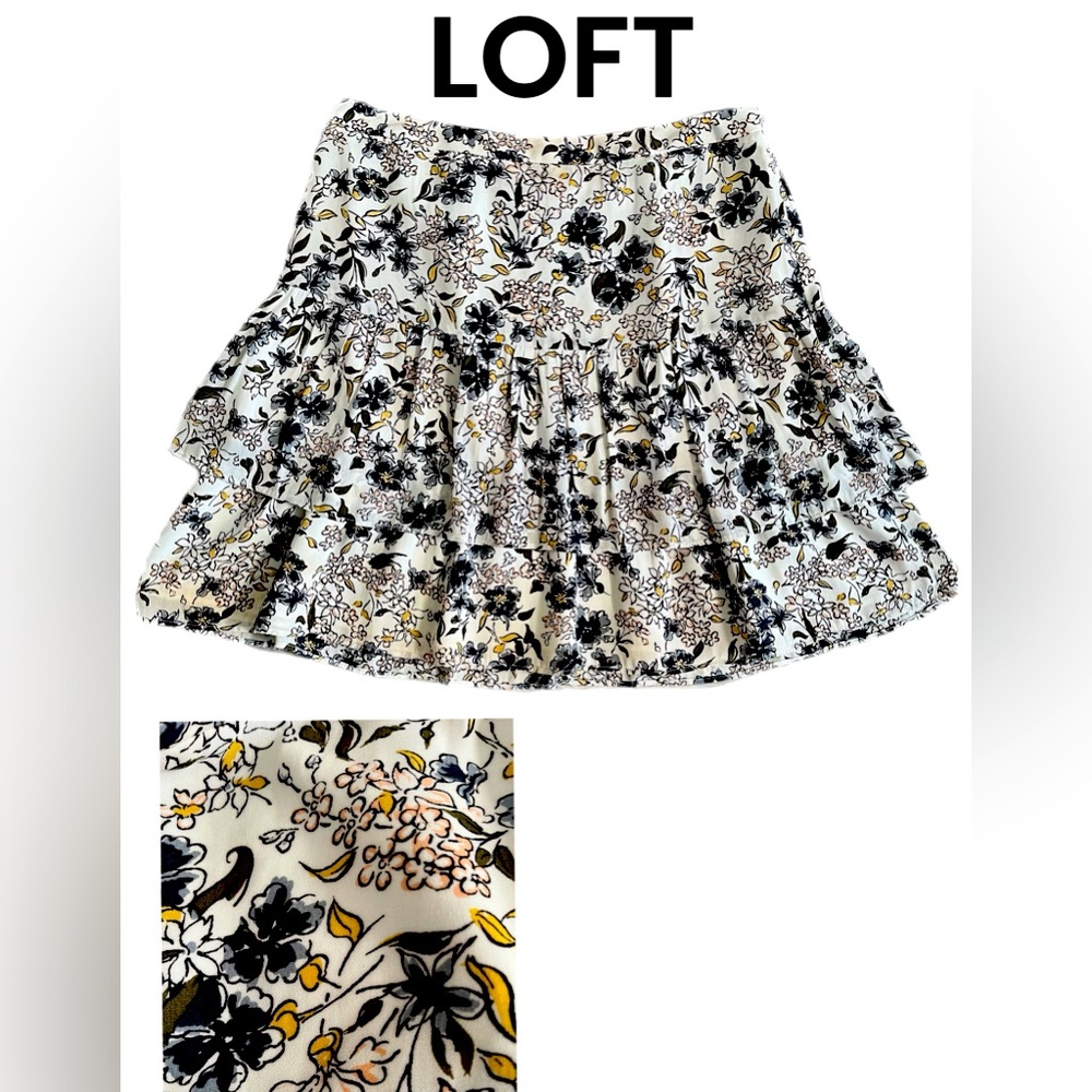 LOFT tiered floral skirt